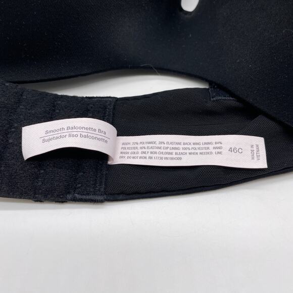 Auden Lightly Lined Demi Coverage Underwire Bra Adjustable Straps 46C Black - Picture 4 of 5